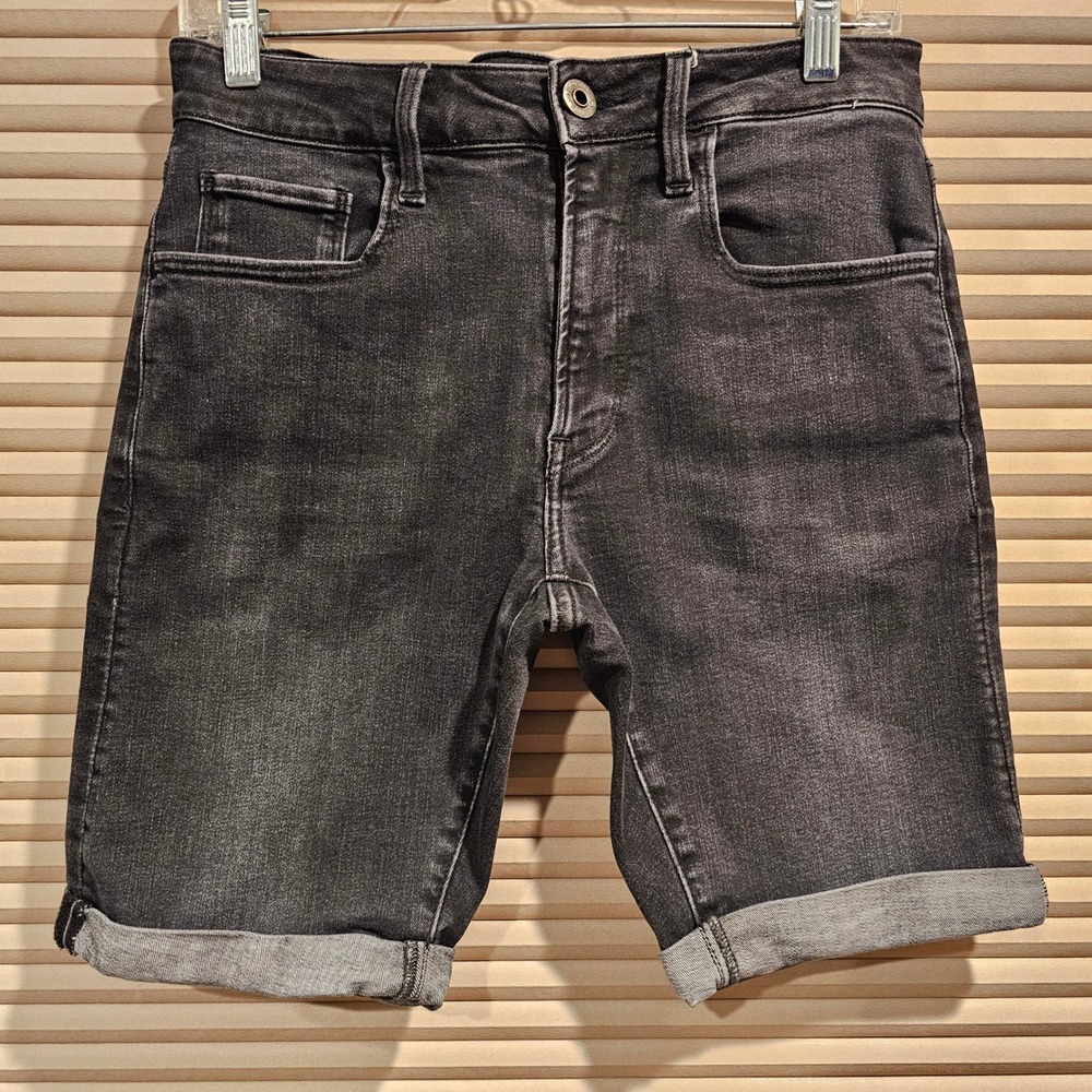 G-Star‎ RAW 3301 Slim Black Denim Shorts Cuffed Hem Size 29